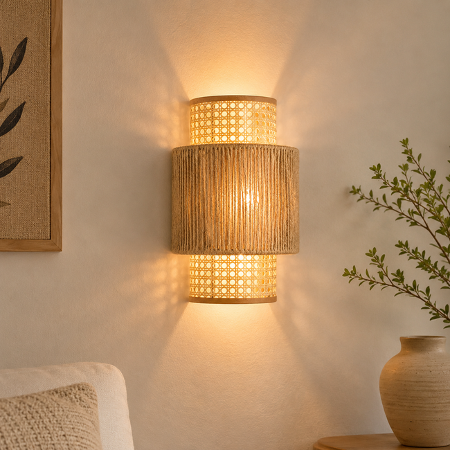 Rattan Boho Wall Lamp 004