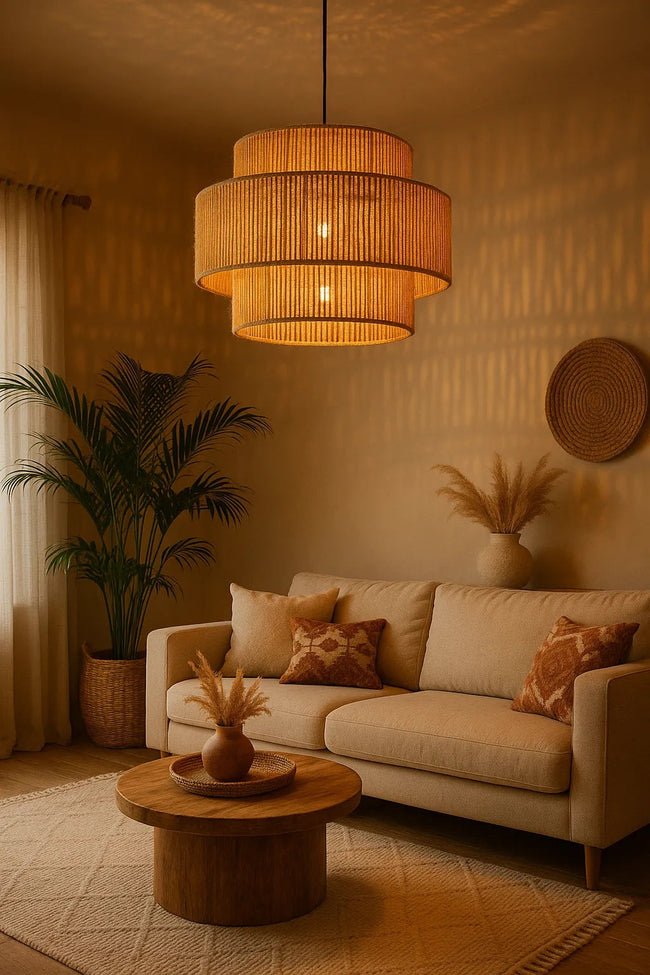 Burlap Boho Ceiling Lamp 010