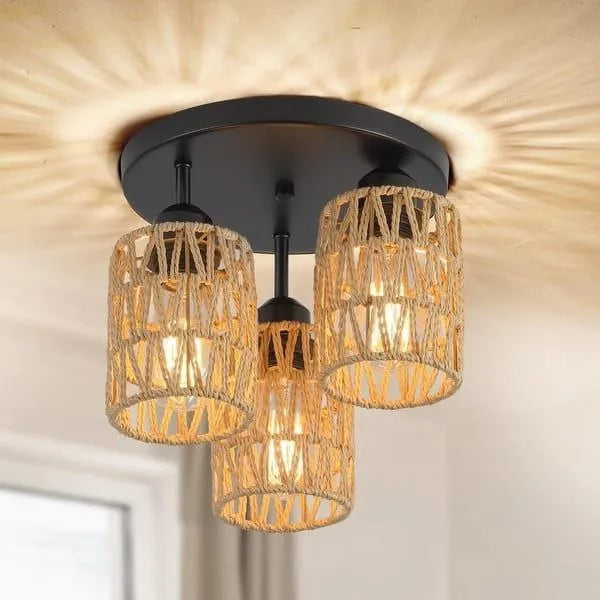 Burlap Boho Ceiling Lamp 011