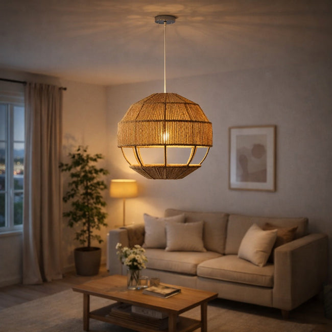 Burlap Boho Ceiling Lamp 017