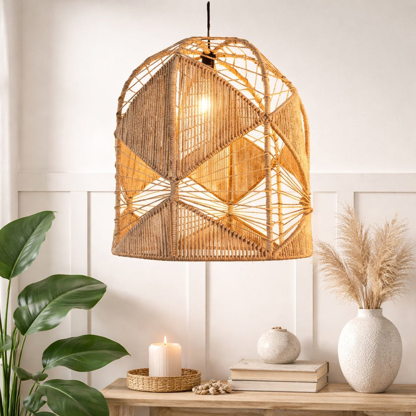 Burlap Boho Ceiling Lamp 026