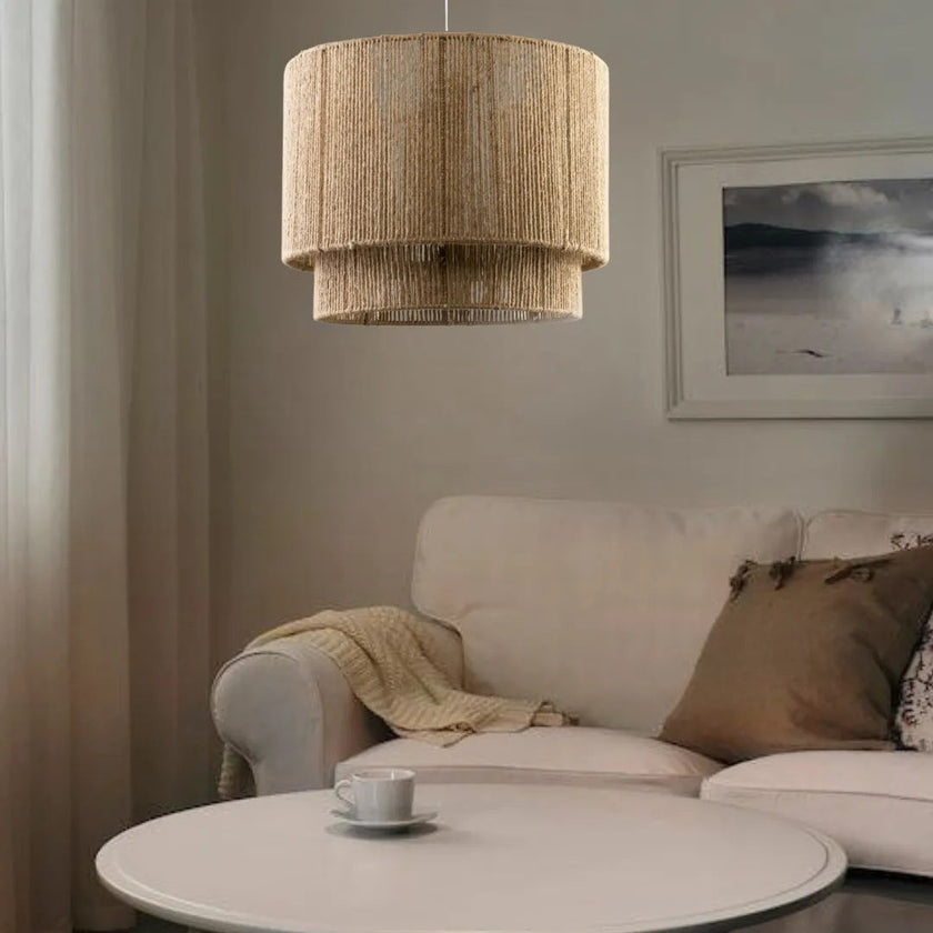 Burlap Boho Ceiling Lamp 033