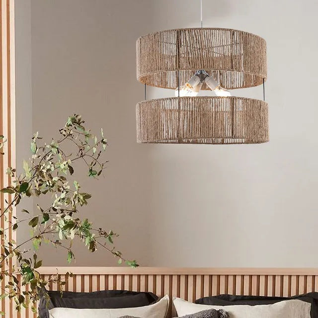 Burlap Boho Ceiling Lamp 035