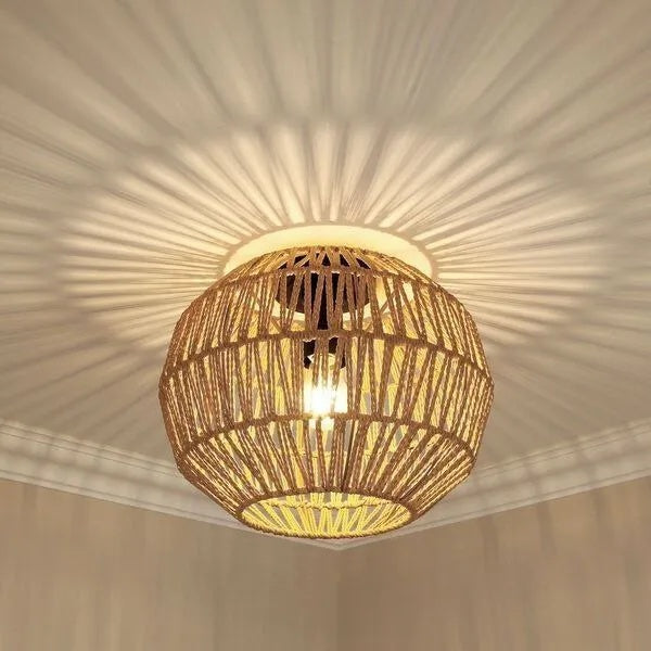 Burlap Boho Ceiling Lamp 037