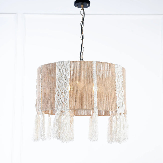 Burlap Boho Ceiling Lamp 043