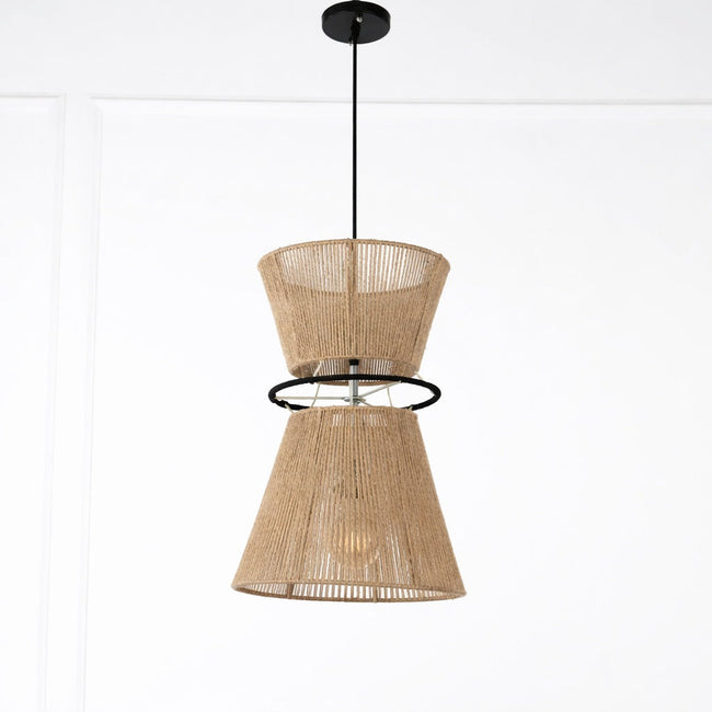 Burlap Boho Ceiling Lamp 045