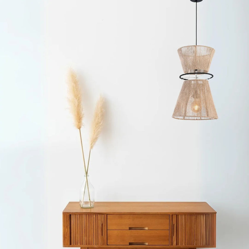 Burlap Boho Ceiling Lamp 045