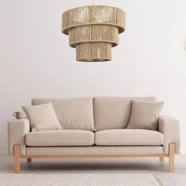 Burlap Boho Ceiling Lamp 048