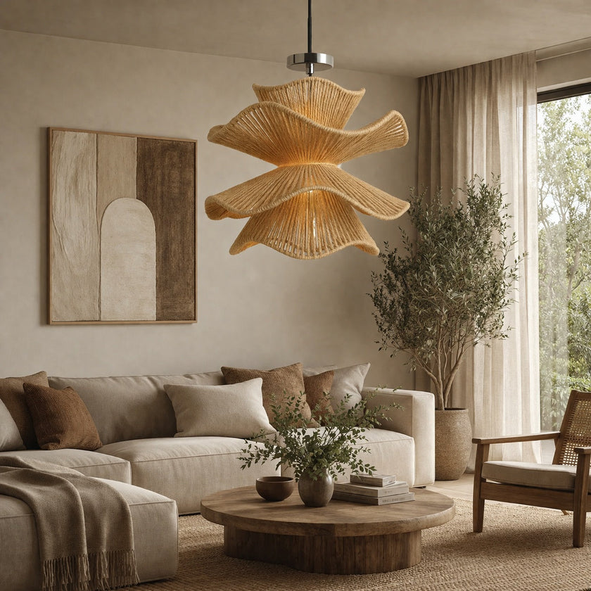 Burlap Boho Ceiling Lamp 051