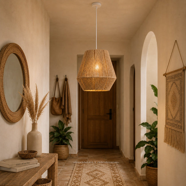 Burlap Boho Ceiling Lamp 070