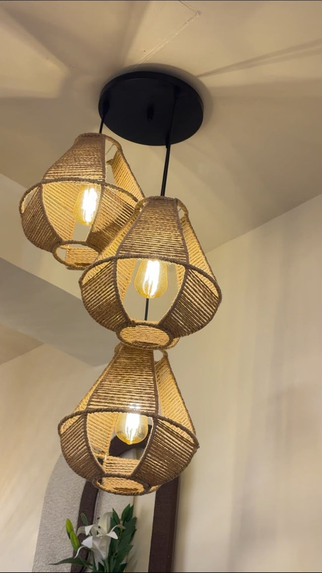 Burlap Boho Ceiling Lamp 094