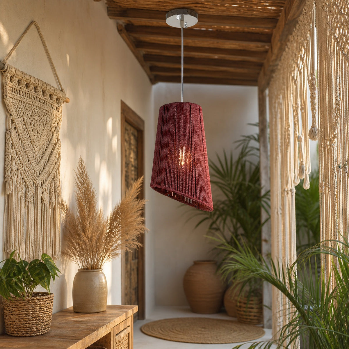 Makrami Boho Ceiling Lamp 035