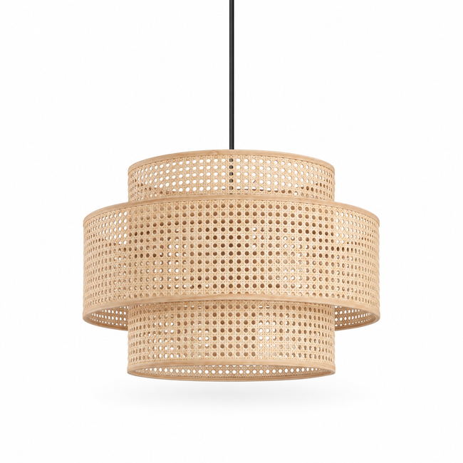 Rattan Boho Ceiling Lamp 003 on a white background