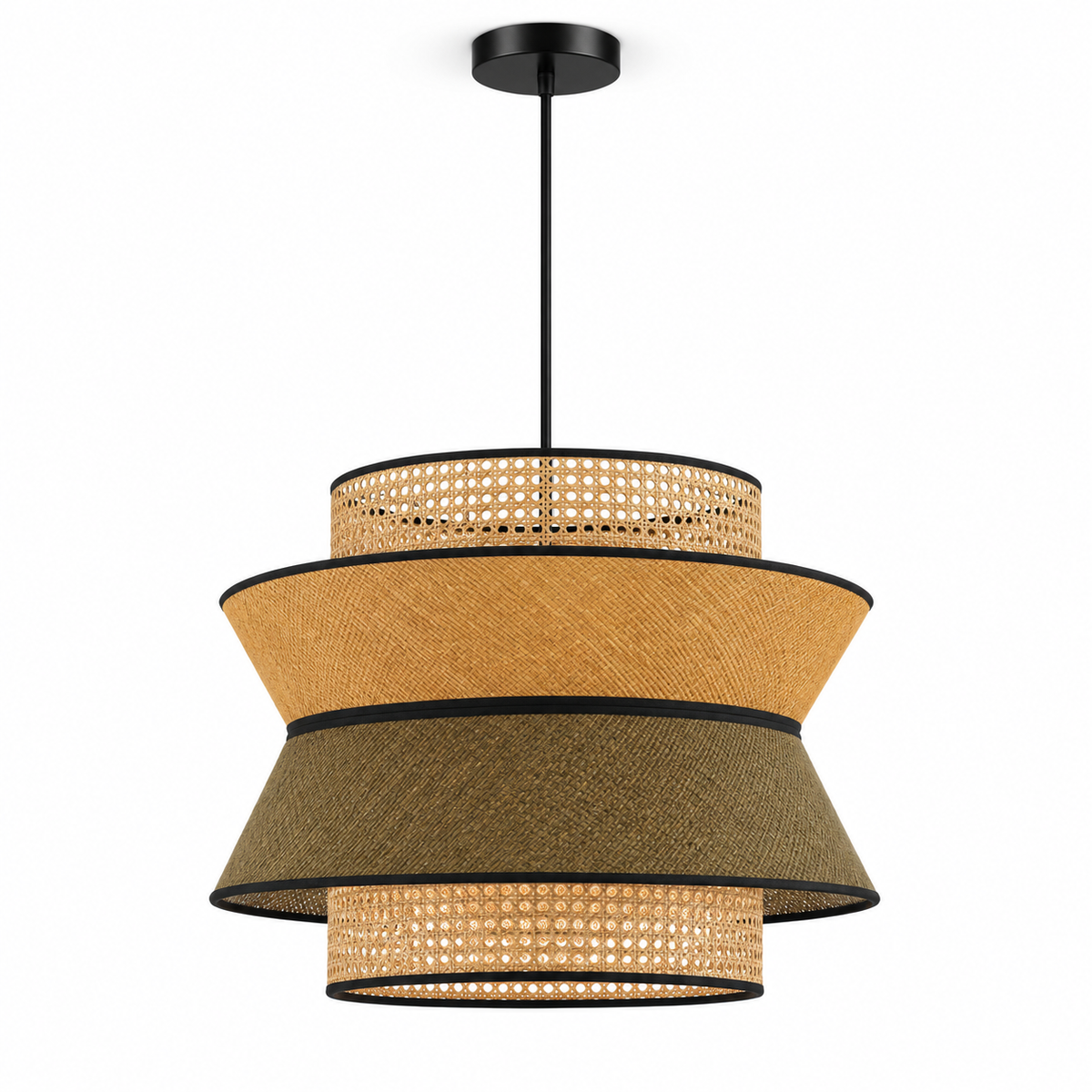 Rattan Boho Ceiling Lamp 007 on a white background