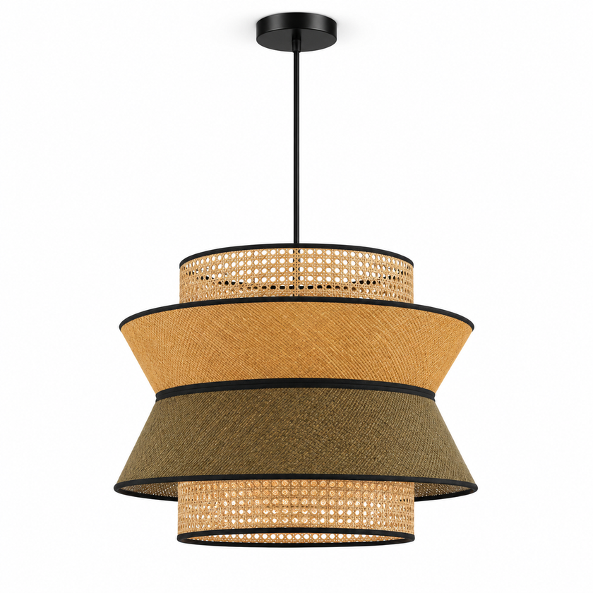 Rattan Boho Ceiling Lamp 007 on a white background