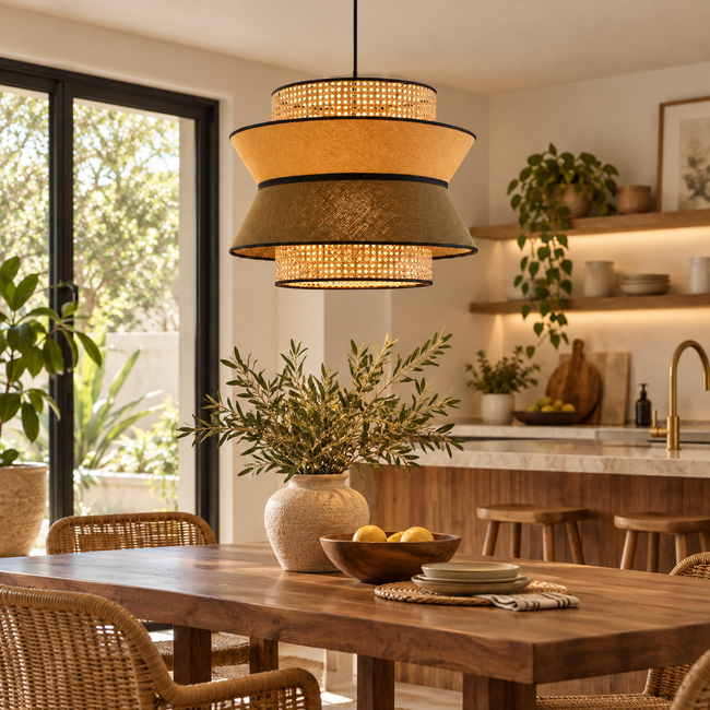 Rattan Boho Ceiling Lamp 007 styled in an interior