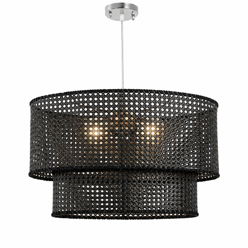 Rattan Boho Ceiling Lamp 009 on a white background