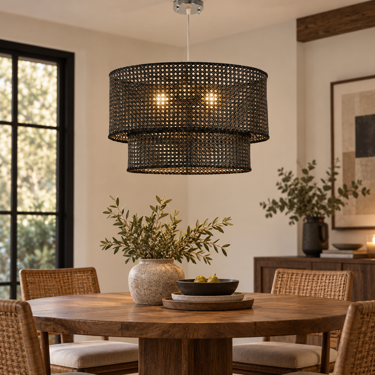 Rattan Boho Ceiling Lamp 009 styled in an interior