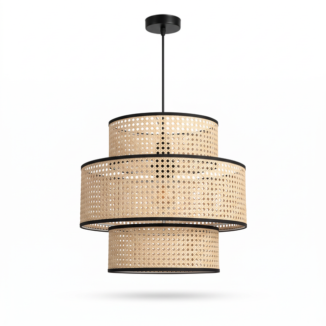 Rattan Boho Ceiling Lamp 021 on a white background