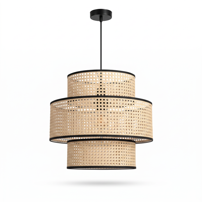 Rattan Boho Ceiling Lamp 021 on a white background