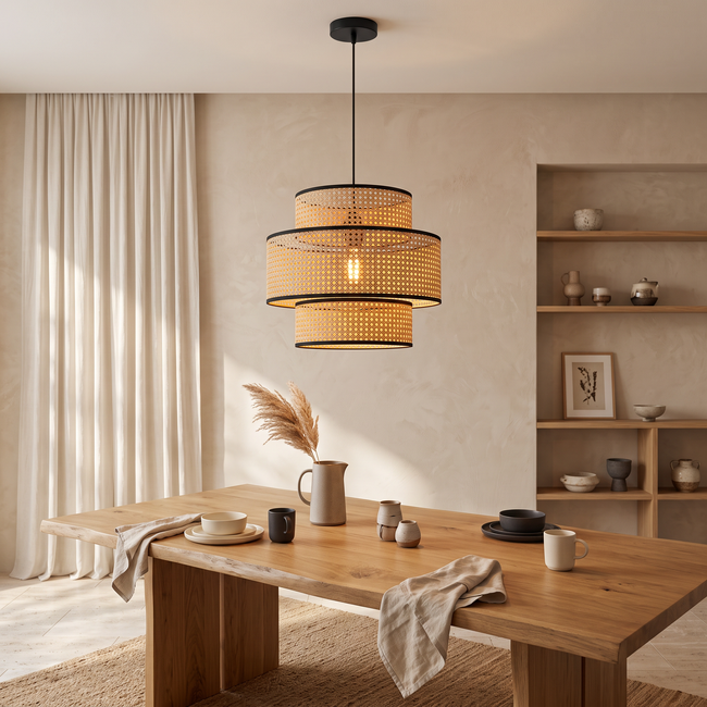 Rattan Boho Ceiling Lamp 021 styled in an interior