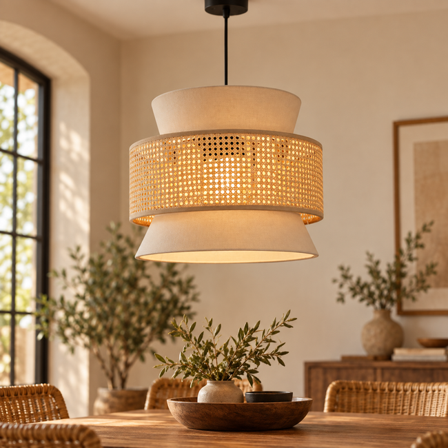 Rattan Boho Ceiling Lamp 032 styled in an interior