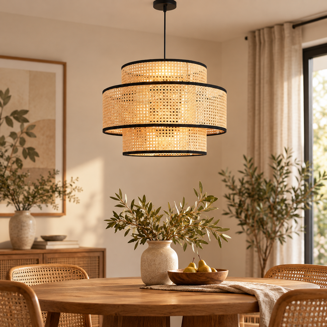 Rattan Boho Ceiling Lamp 041 styled in an interior
