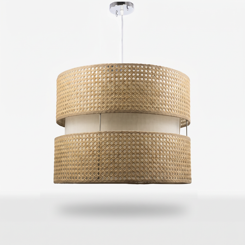 Rattan Boho Ceiling Lamp 045 on a white background
