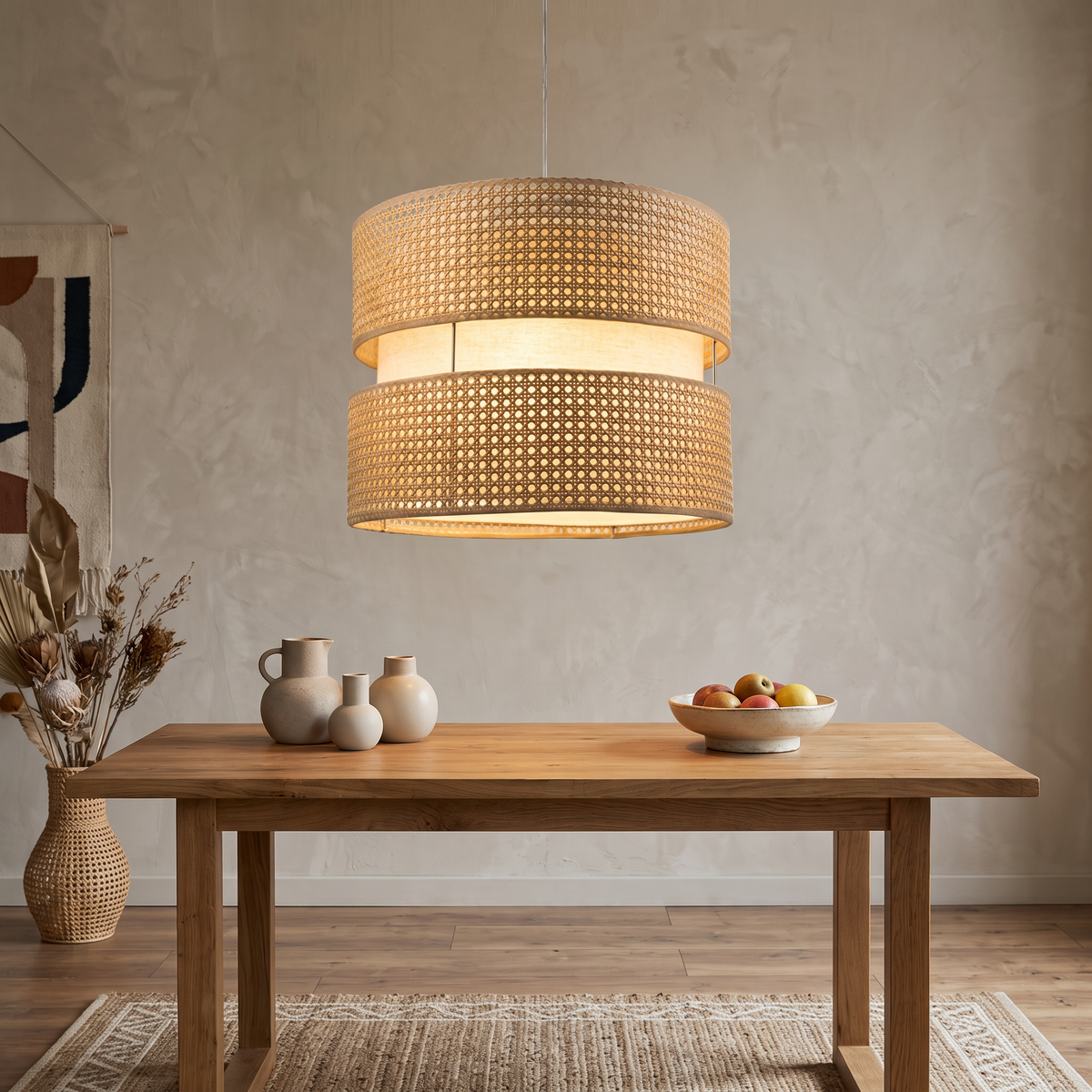 Rattan Boho Ceiling Lamp 045 styled in an interior