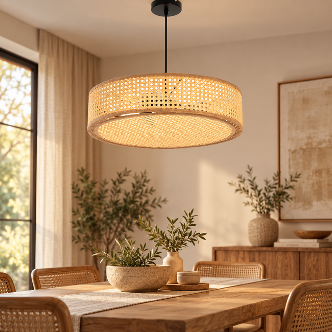 Rattan Boho Ceiling Lamp 048 styled in an interior