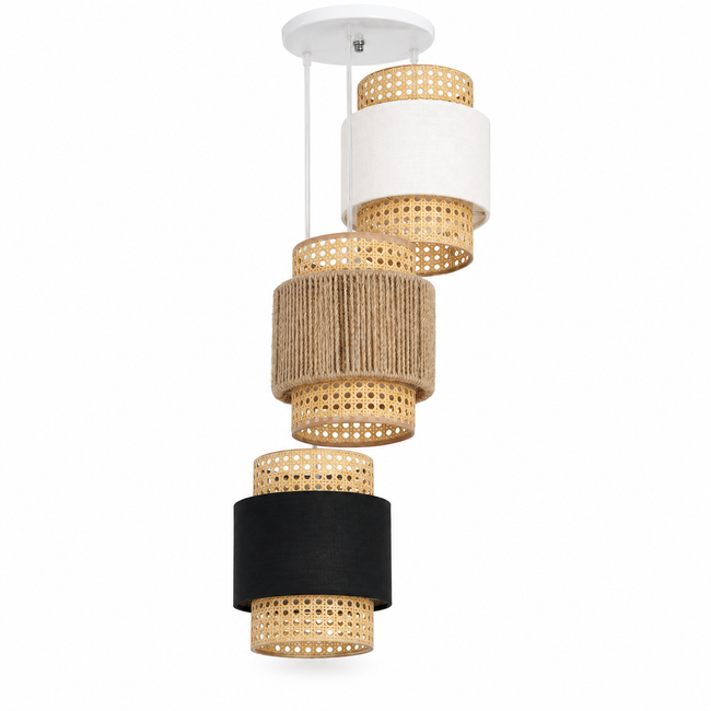 Rattan Boho Ceiling Lamp 050 on a white background
