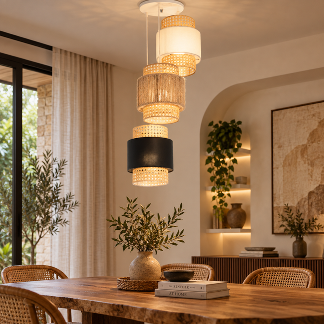 Rattan Boho Ceiling Lamp 050 styled in an interior