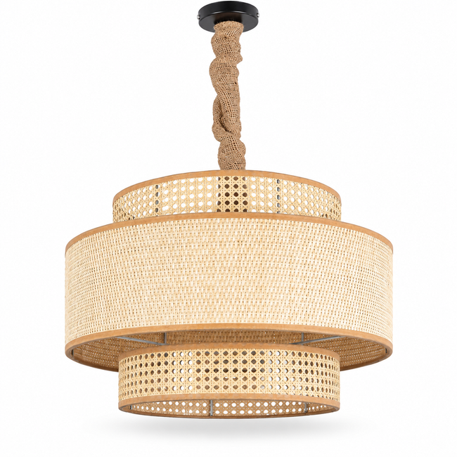 Rattan Boho Ceiling Lamp 052 on a white background