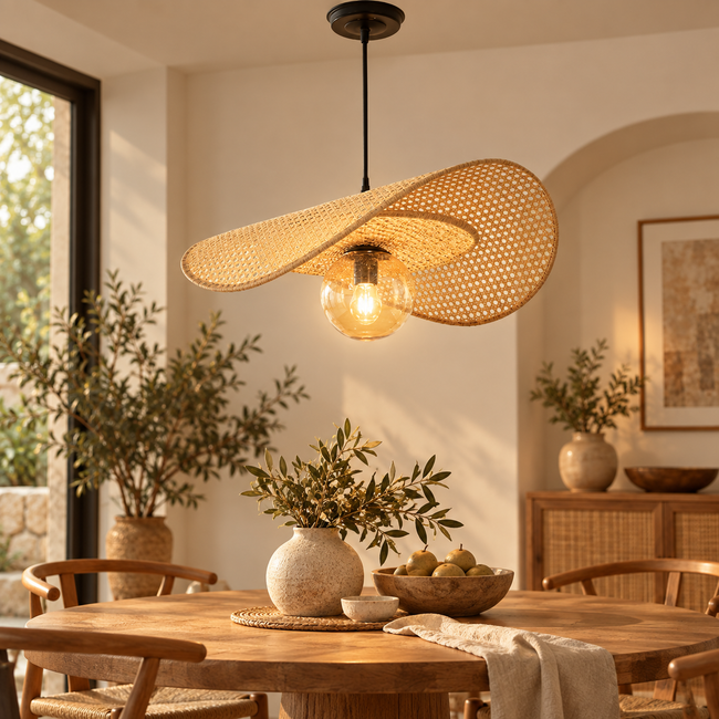 Rattan Boho Ceiling Lamp 056 styled in an interior