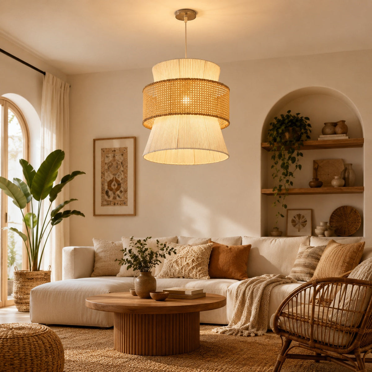 Rattan Boho Ceiling Lamp 057