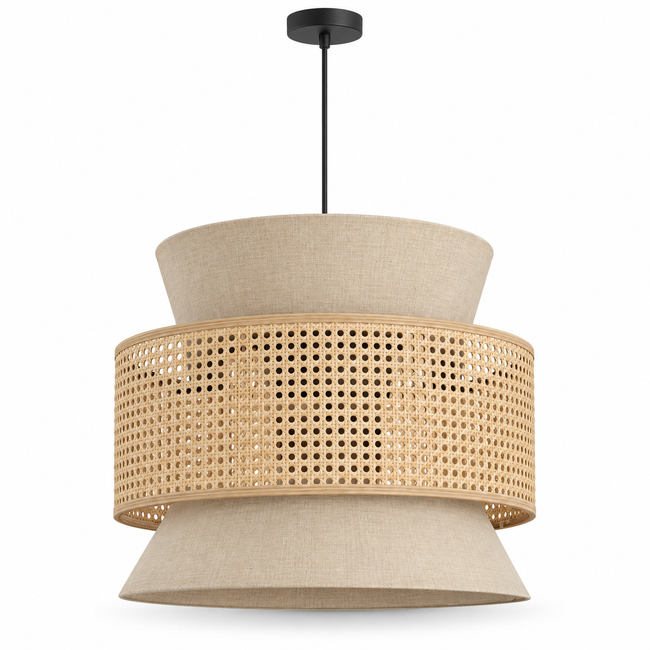 Rattan Boho Ceiling Lamp 057 on a white background