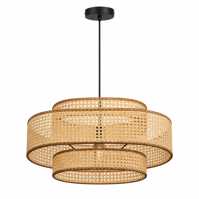 Rattan Boho Ceiling Lamp 061 on a white background