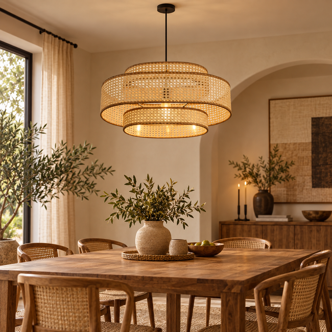 Rattan Boho Ceiling Lamp 061 styled in an interior