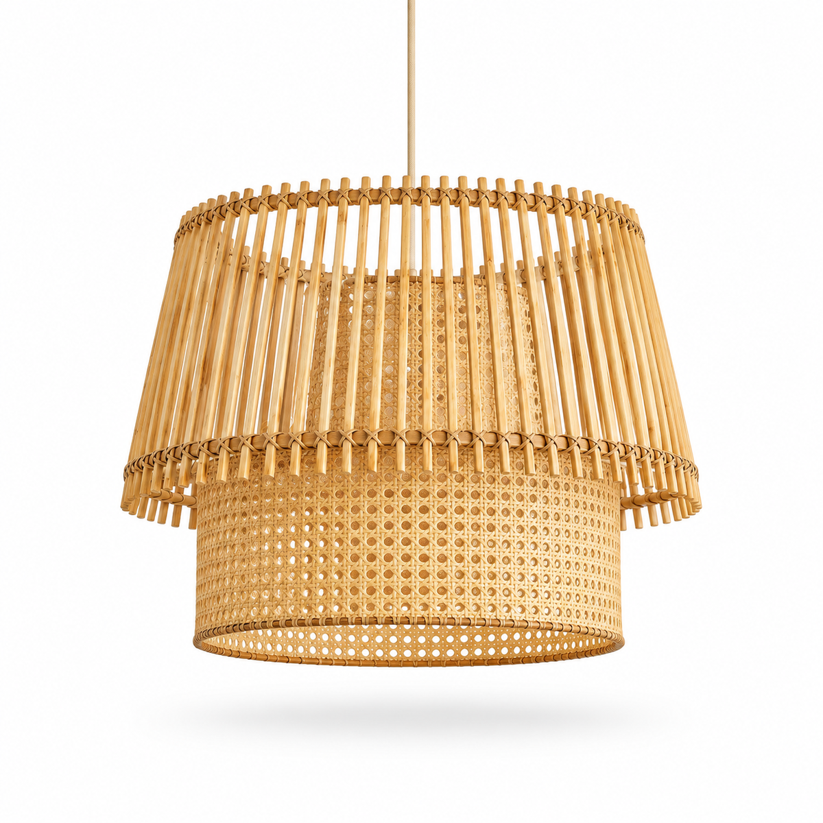 Rattan Boho Ceiling Lamp 068 on a white background