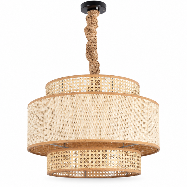 Rattan Boho Ceiling Lamp 078 on a white background