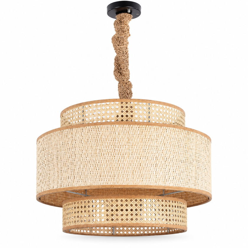 Rattan Boho Ceiling Lamp 078 on a white background