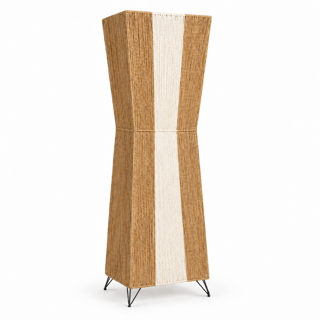 Burlap Boho Floor Lamp 026, handmade boho floor lamp – product view 1