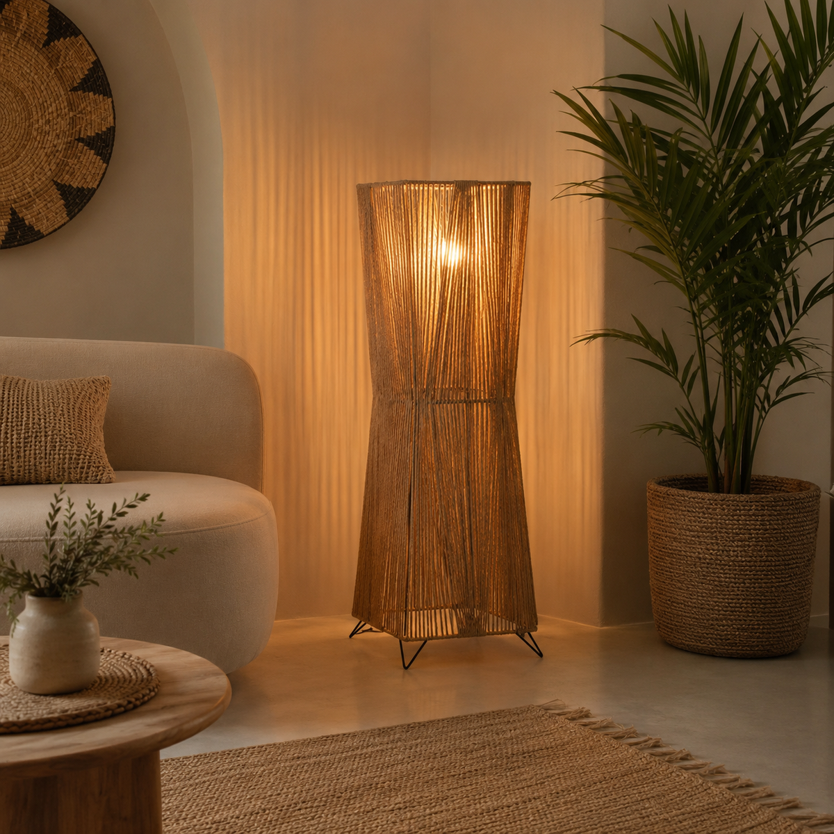 Burlap Boho Floor Lamp 013