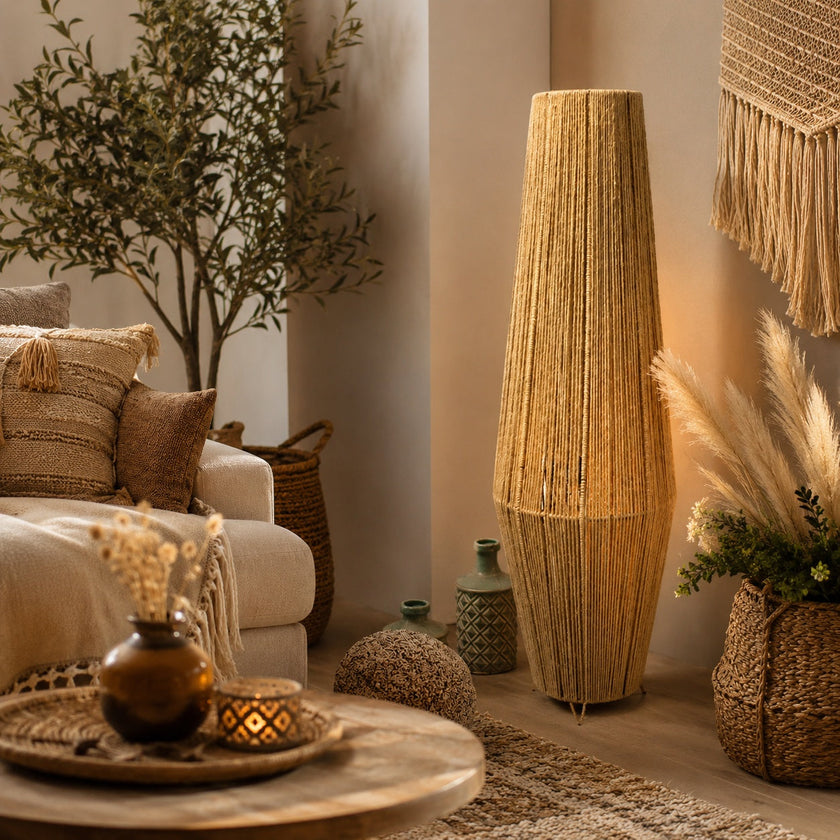 Burlap Boho Floor Lamp 019