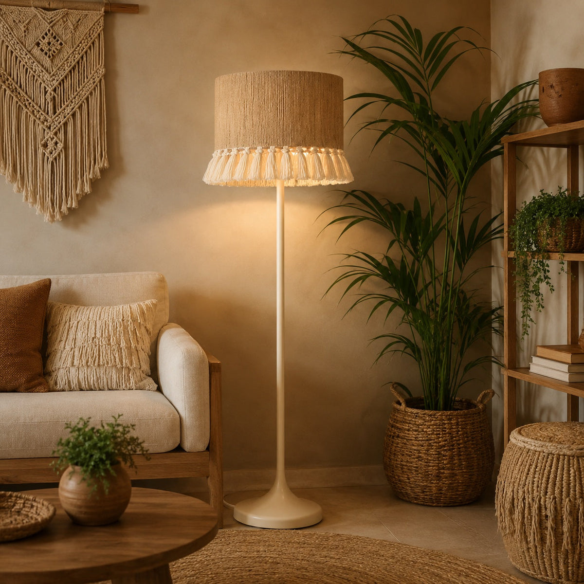 Burlap Boho Floor Lamp 025