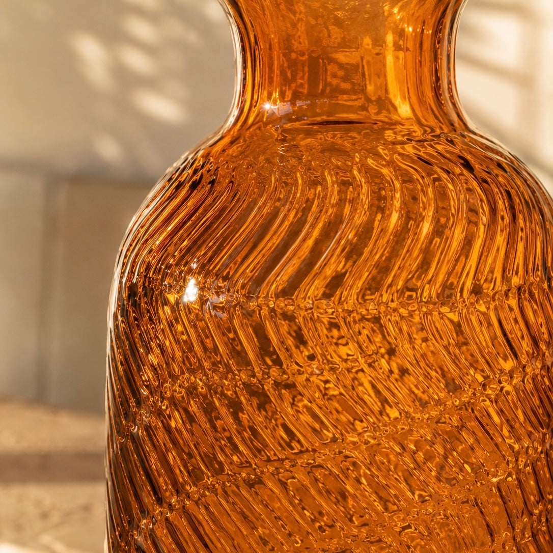 Ambra Ribbed Glass Vase Trio — Set of 3
