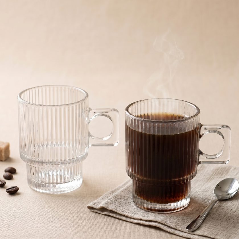 Serrana Glass Karla coffee cup set 6pcs — clear glass coffee cup, 90ml set of 6, for refined coffee moments