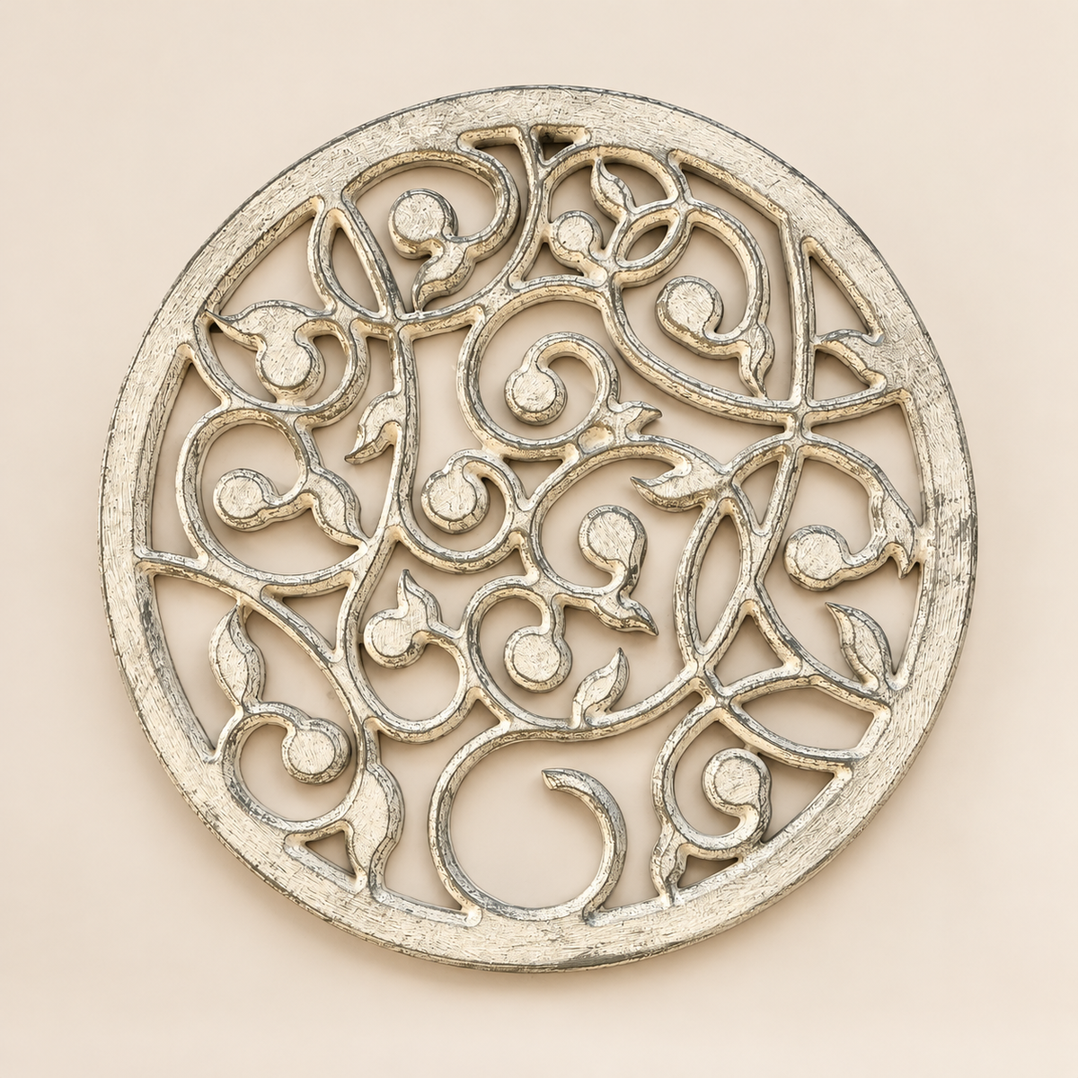 Handcrafted Carved Wooden Wall Medallion