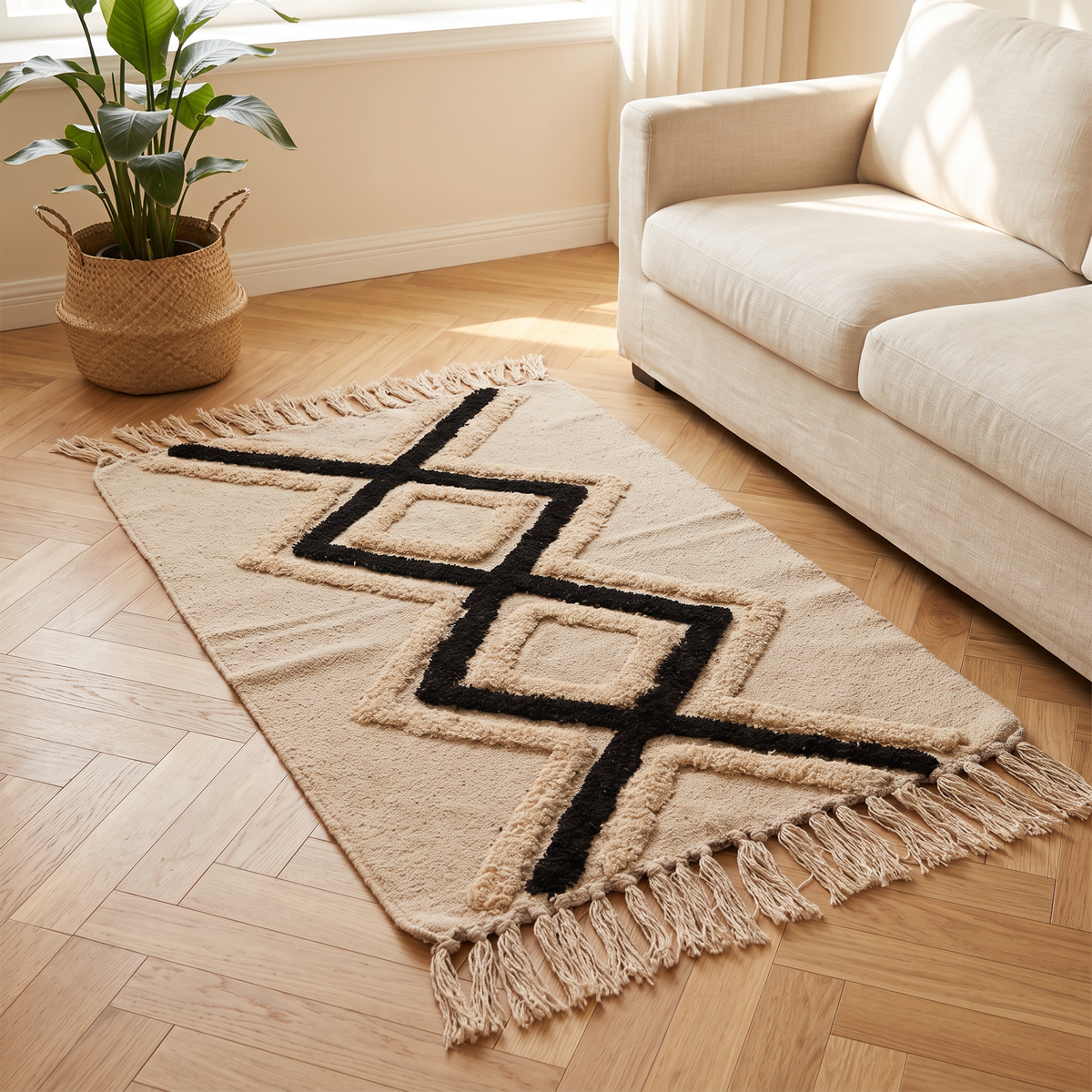 S14 handmade kilim rug — lifestyle view