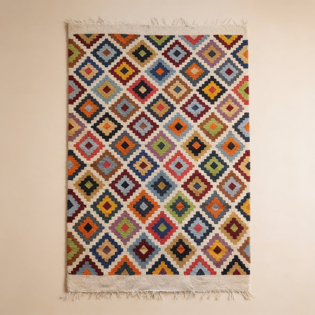 S165 handmade kilim rug studio view